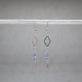 Stainless steel silver diamond shape with sodalite blue gemstone and metal