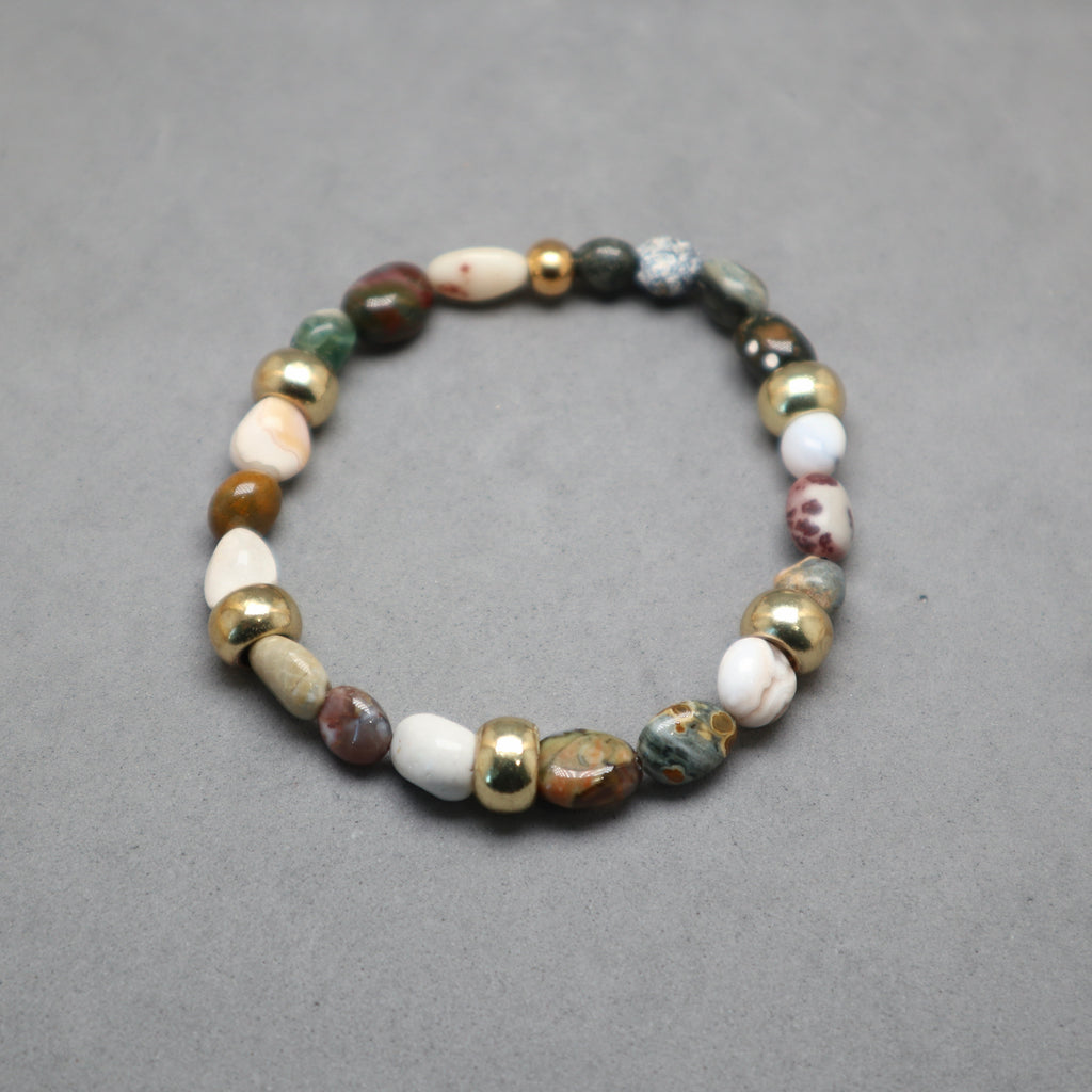 ocean stone with bass bracelet for women