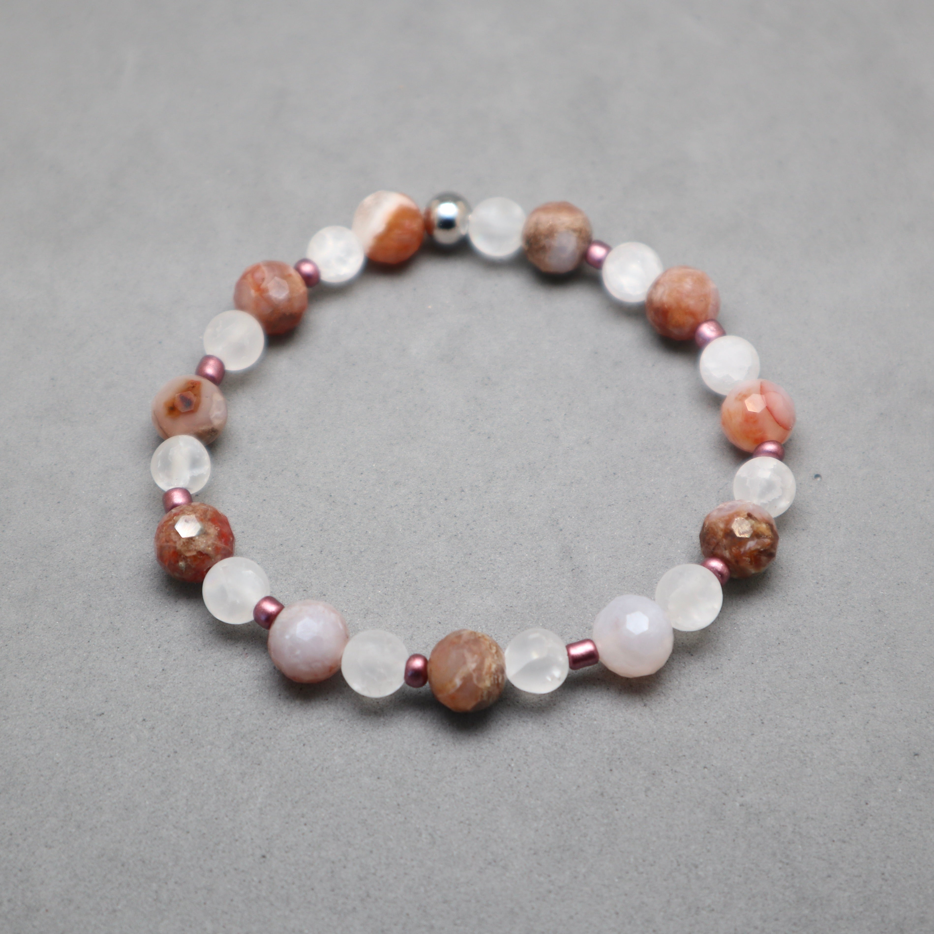 red blood agate bracelet with cracked quartz