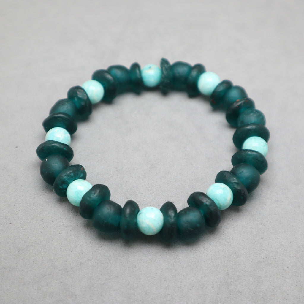 recycled glass teal from Africa, mozanbique Amazonite