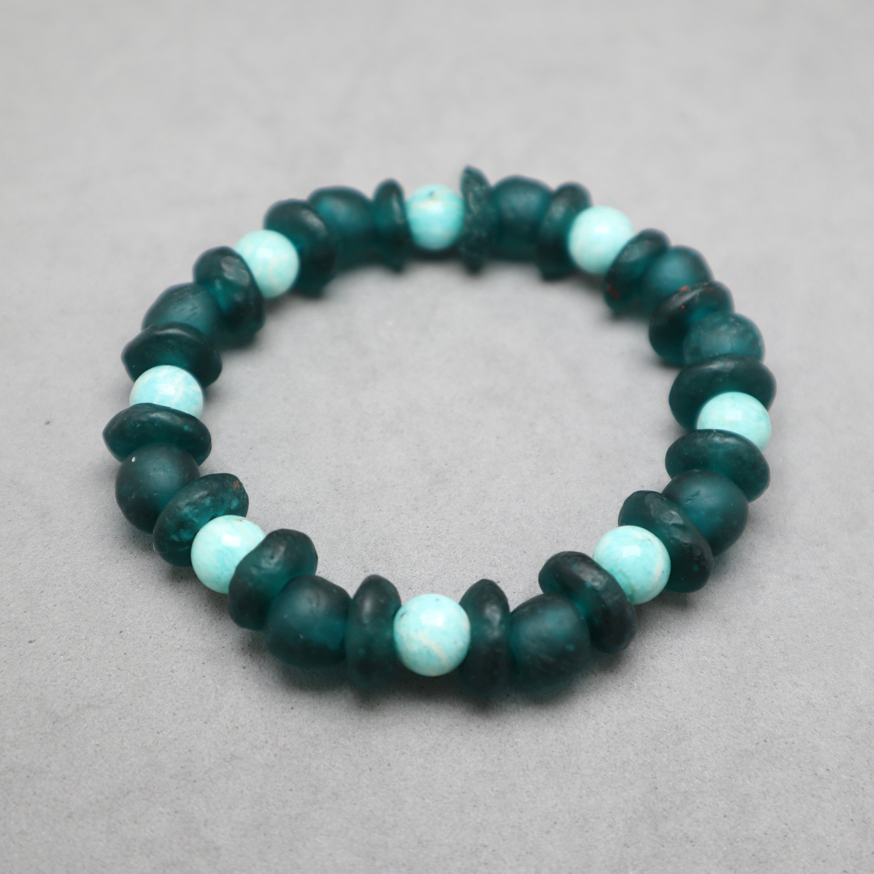 recycled glass teal from Africa, mozanbique Amazonite