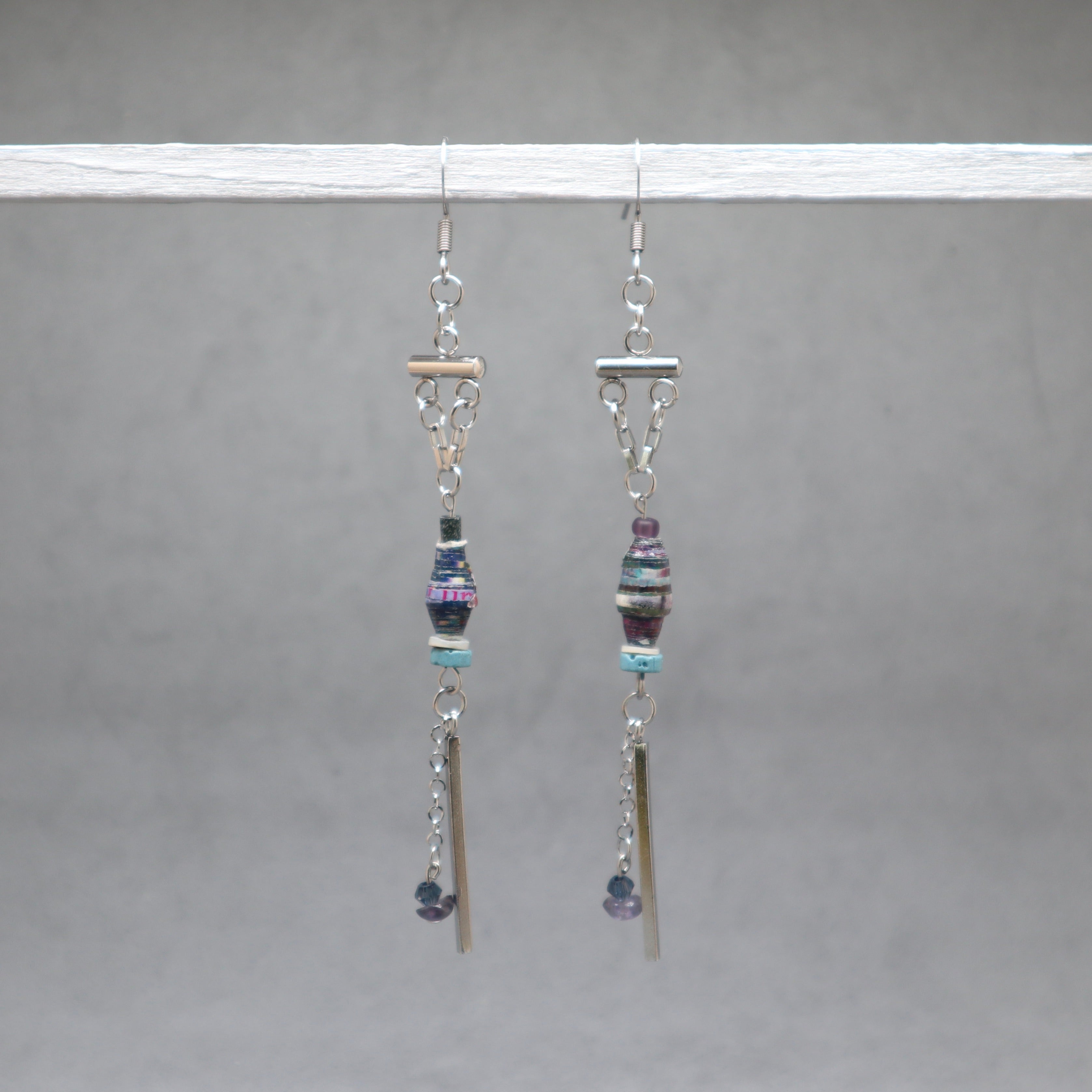 paper beads from a mother of uganda with lava heishi and silver stainless steel