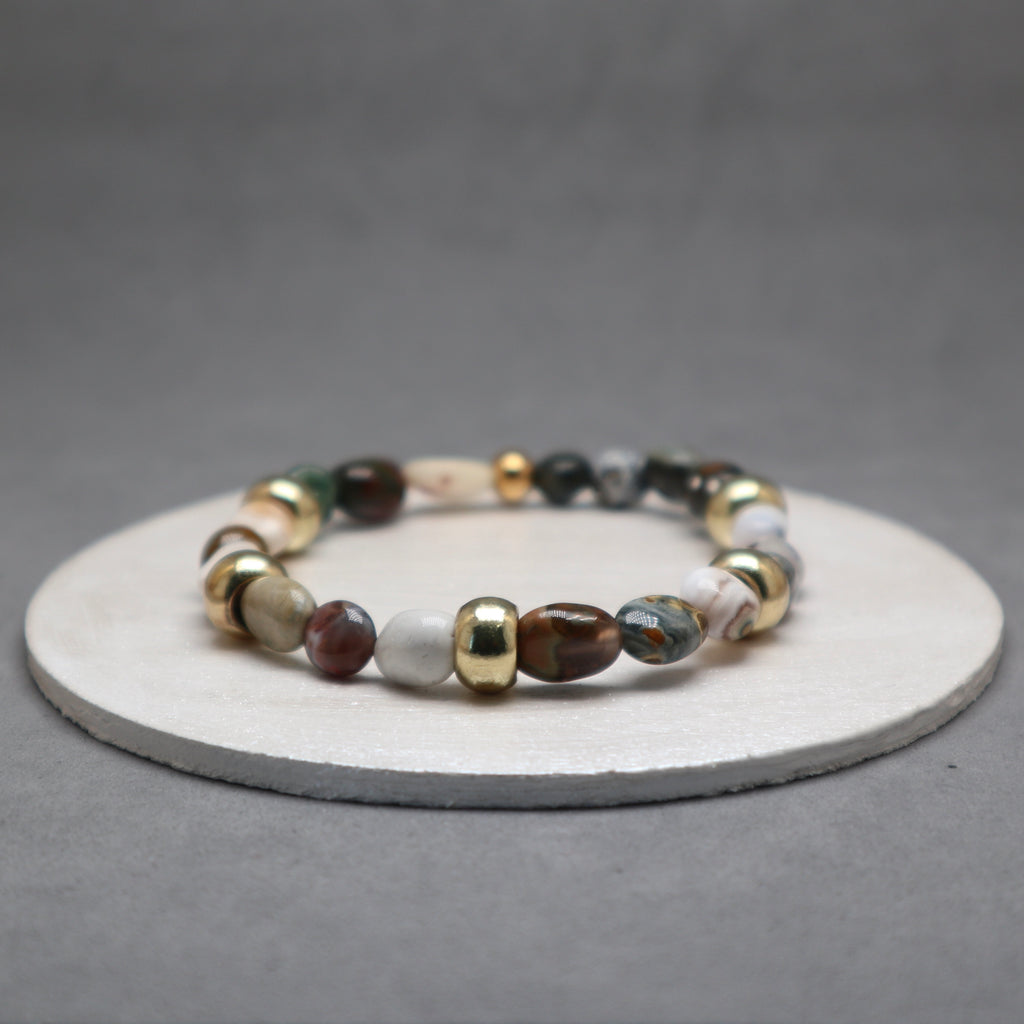 ocean stone with bass bracelet for women