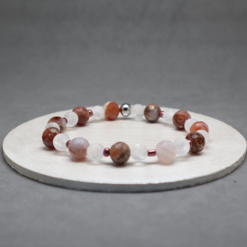 red blood agate bracelet with cracked quartz