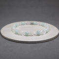 green angelite bracelet with white quartz bicone and cracked